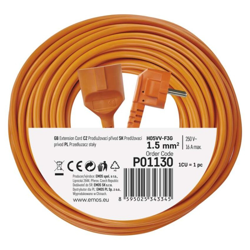 Kábel predlžovací 1Z 30m 1,5mm oran. spojka     P01130 9
