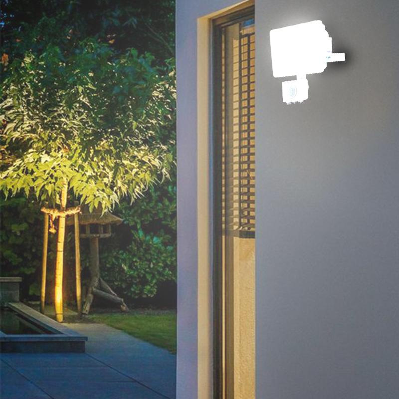 Vonkajší biely LED reflektor so senzorom 10W / 4000K - LF7121S 12