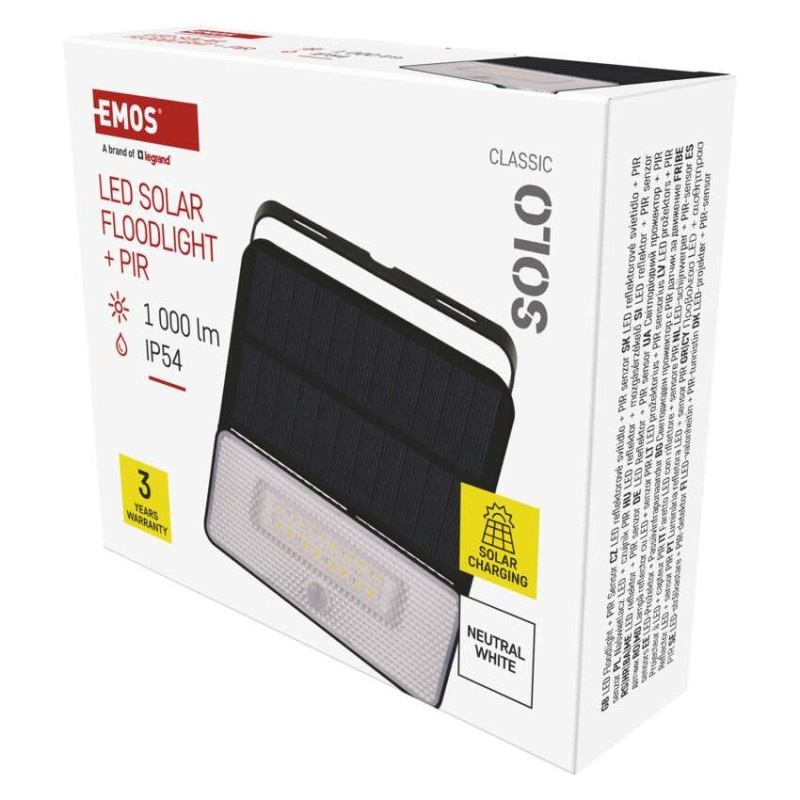 LED SOLARNÍ REFLEKTOR SOLO 1000LM IP54 N