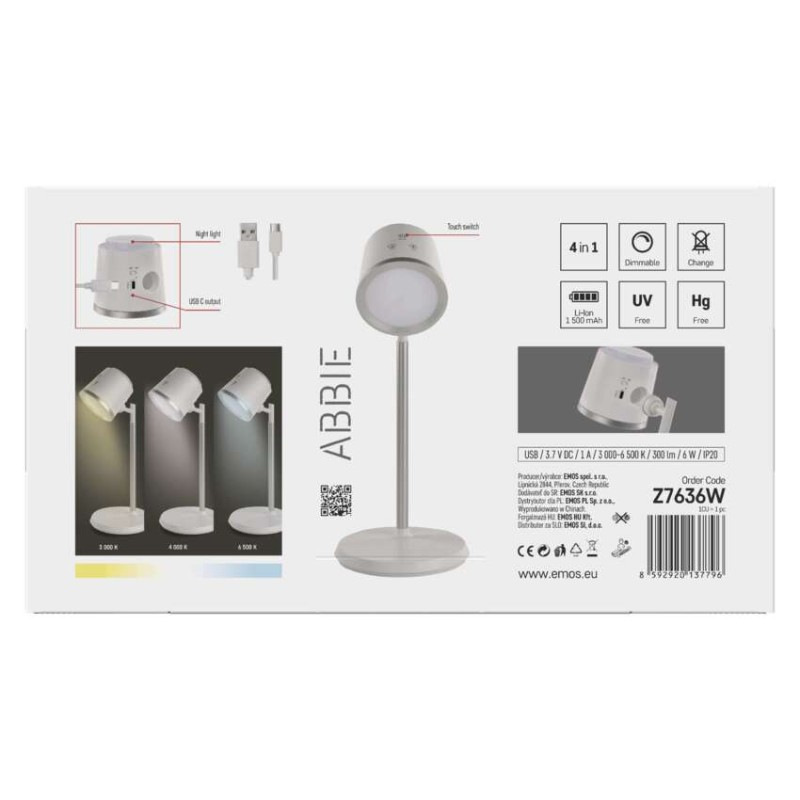 LED STOLNÍ LAMPA ABBIE BÍLÁ 11