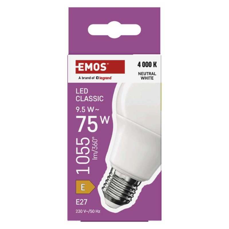 Žiarovka LED CLS A60 9,5W E27 NW 1055lm ZQ5E53 EMOS 10