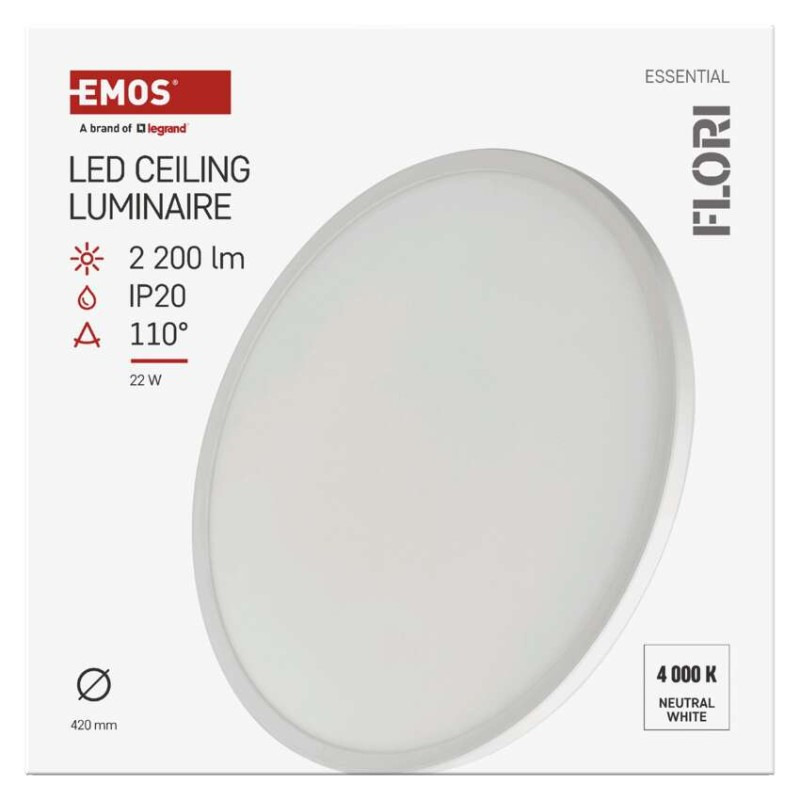 LED SVÍTIDLO FLORI PŘ.K 22W 2200LM NW IP 13