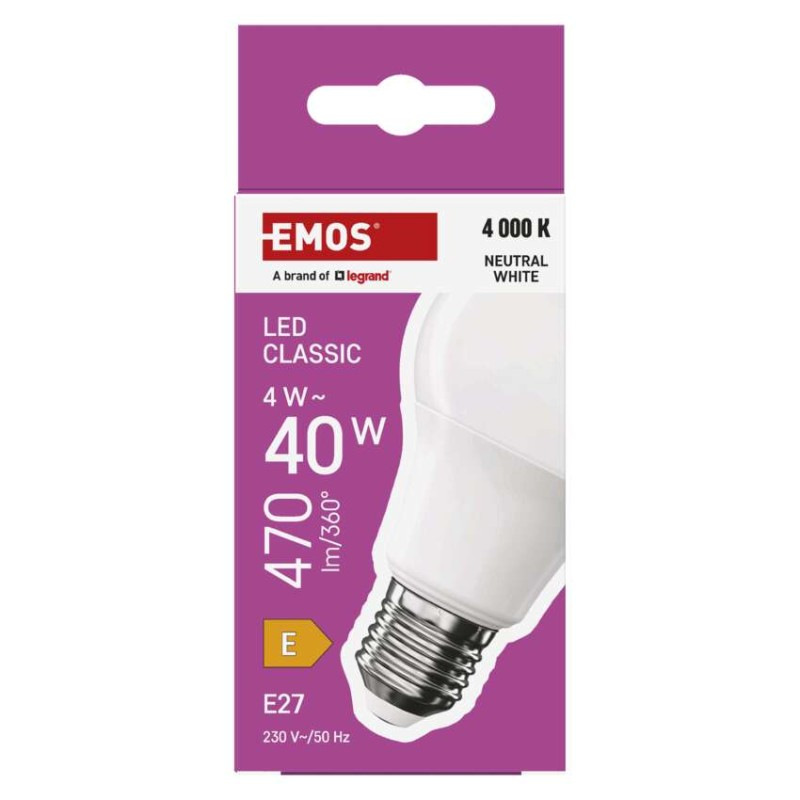 LED CLS A60 4W(40W) 470lm E27 NW 10