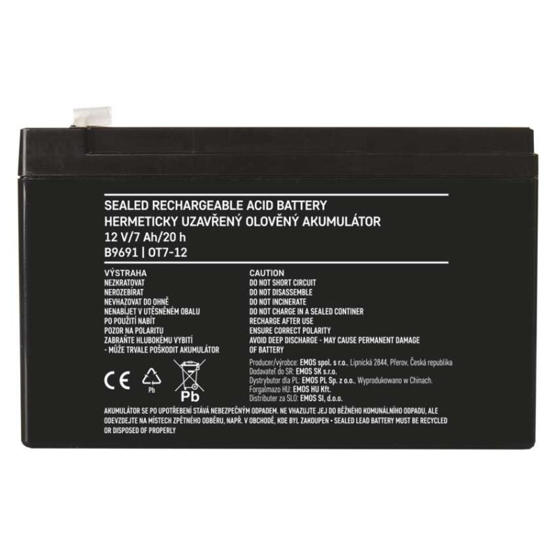 Akumulátor olovený 12V 7Ah,faston:4,5mm 151x65x94mm  B9691 5
