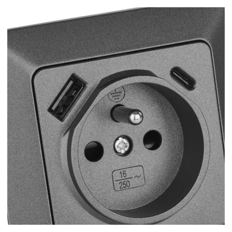 Zásuvka s USB A+C 3A antracit A6000.6 EMOS 6