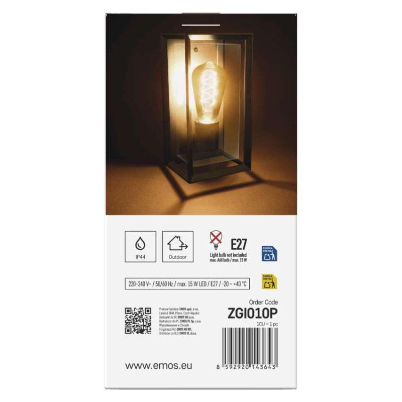 LED ZAHRADNÍ SVÍTIDLO,E27,IP44,MAX 15W,N 12