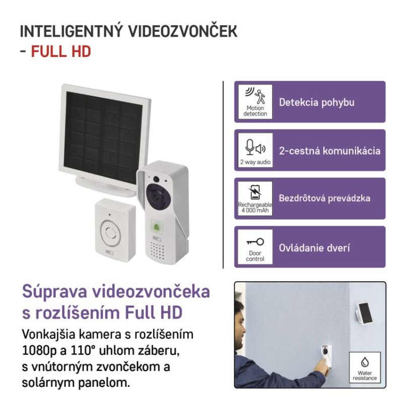 Videozvonček bezdrôt. bat.a solár GoSmart IP-09D s WIFI  H4030