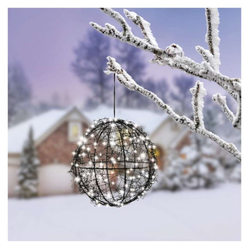 200LED BLACK METAL BALL IP44 FLASH WW 4