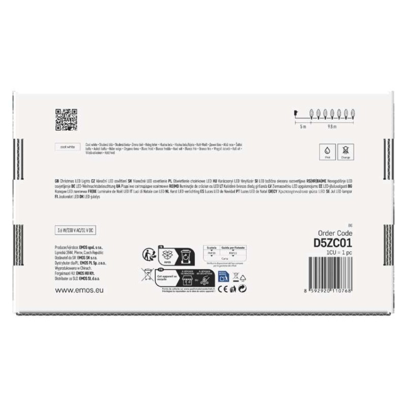 VIAN. Šišky 50LED 9,8M IP44 MF CW 8