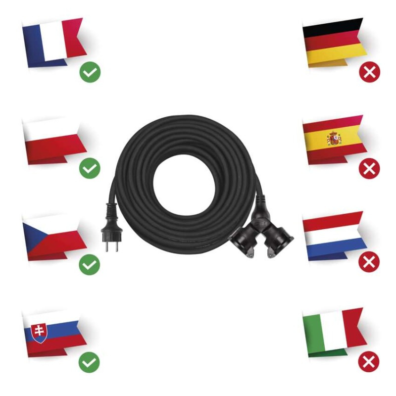 Kábel predlžovací 2Z 25M 1,5mm guma vonkajší IP44 P0604 1