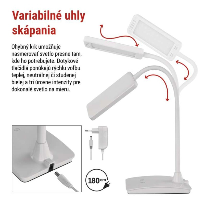 Stolná lampa LED EDDY 480lm, 6W, biela Z7599W EMOS 5