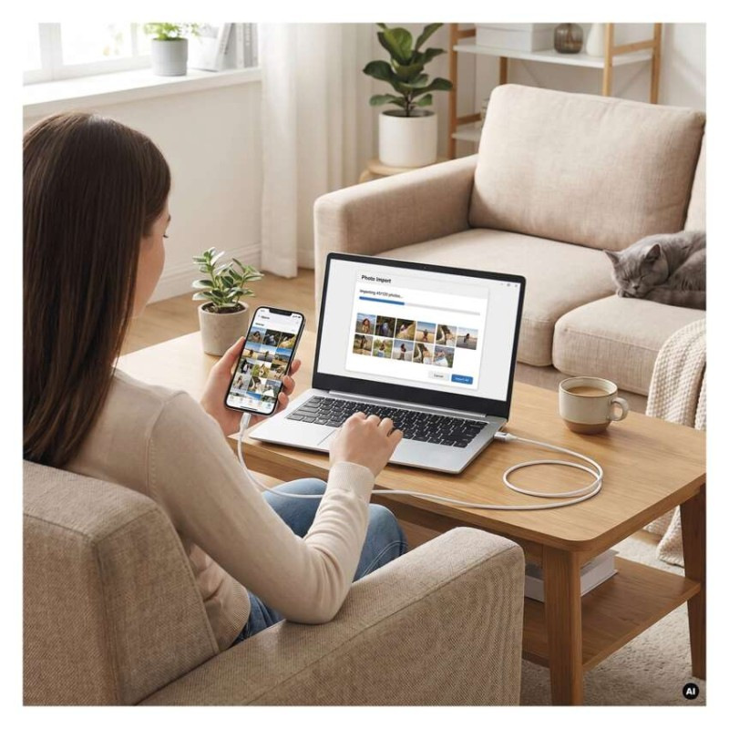 Kábel USB kábel 2.0 A/M - C/M 1m biely SM7025W EMOS 6