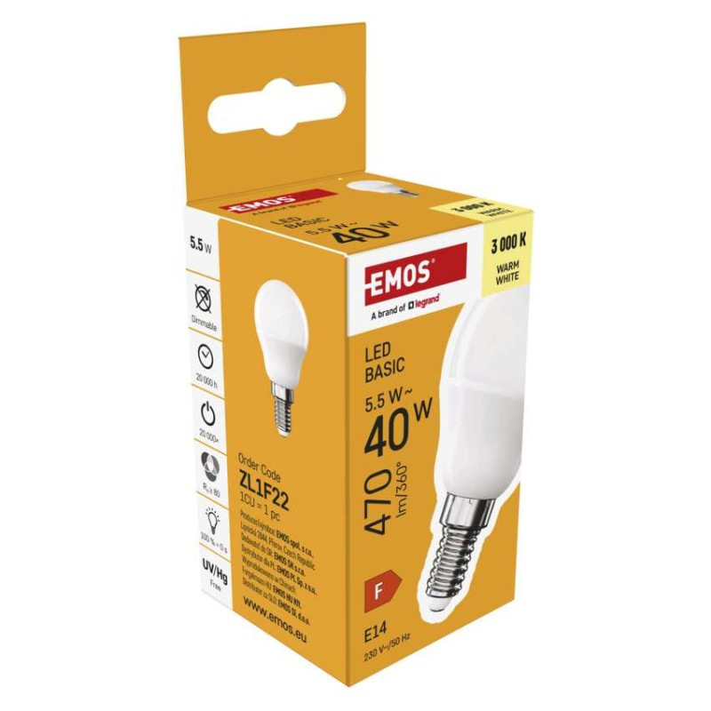 LED BASIC MINI GLOBE 5,5W(40W) 470lm E14 6