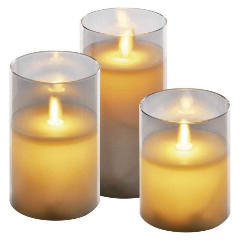 3LED SET GLASS CANDLE MOVING FLAME WW
