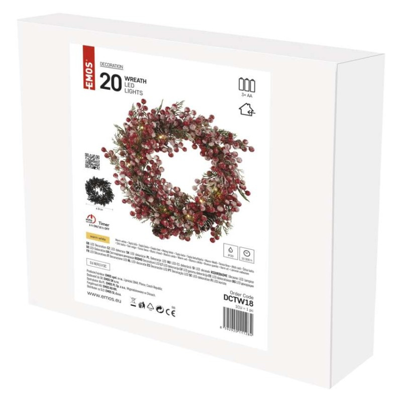20LED XMAS WREATH DECO 2AA WW 1