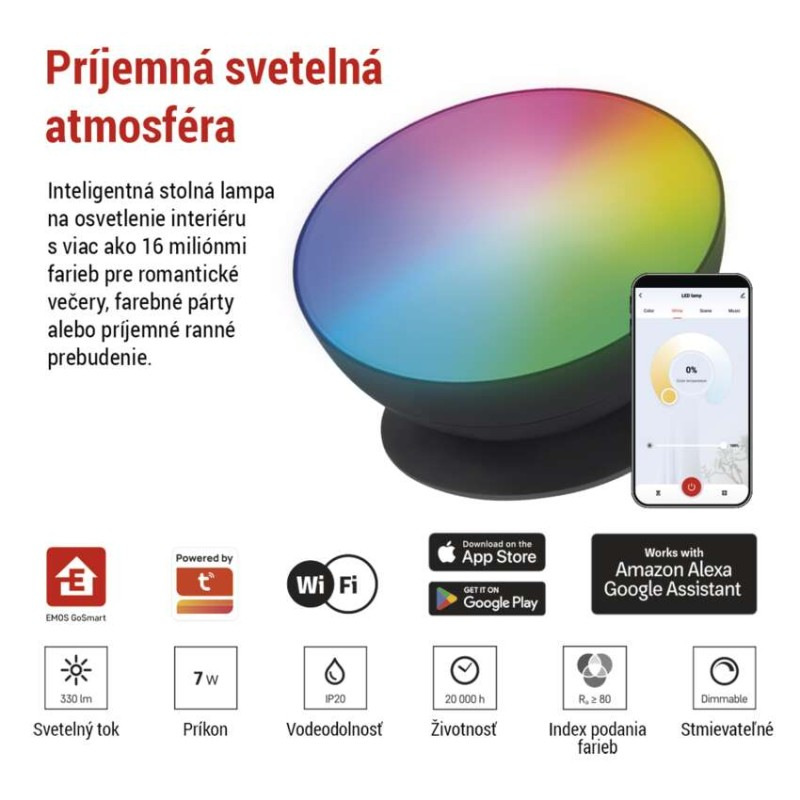 GOSMART AMBIENTNÍ LED LAMPA 7W 330LM ČER 1