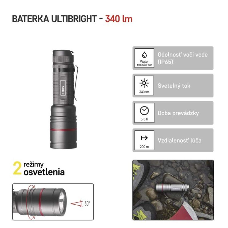 LED SVÍTILNA ULTIBRIGHT 70 340lm 3×AAA