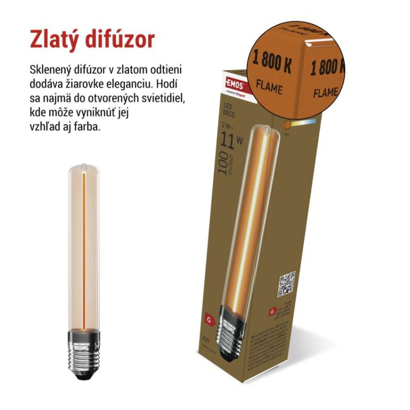 Žiarovka LED DECO T30 2W 100lm E27,WW  Z5AI01 2