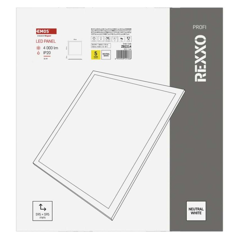 LED Panel 600x600 36W 4000K 4000lm backlit REXXO EMOS 9