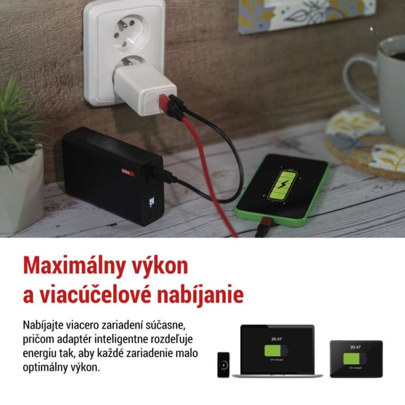 USB ADAPTÉR SÍŤ GAN PD 45W; AC 2