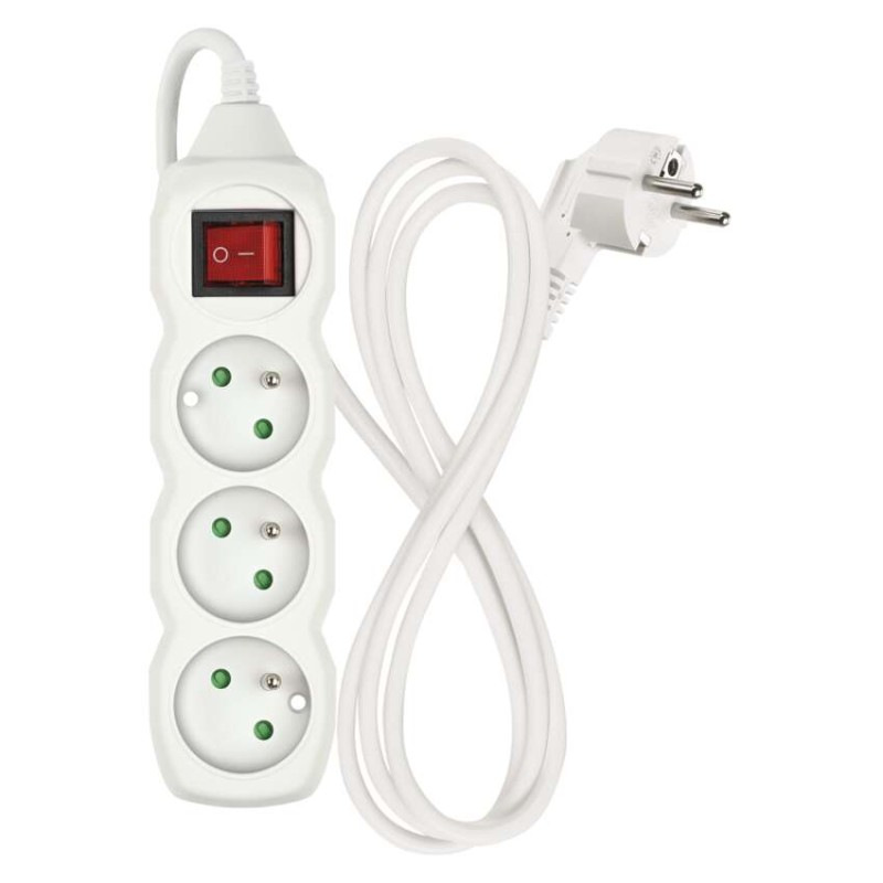 Kábel predlžovací 3Z-1,2m s vypínačom biely  P1311 1