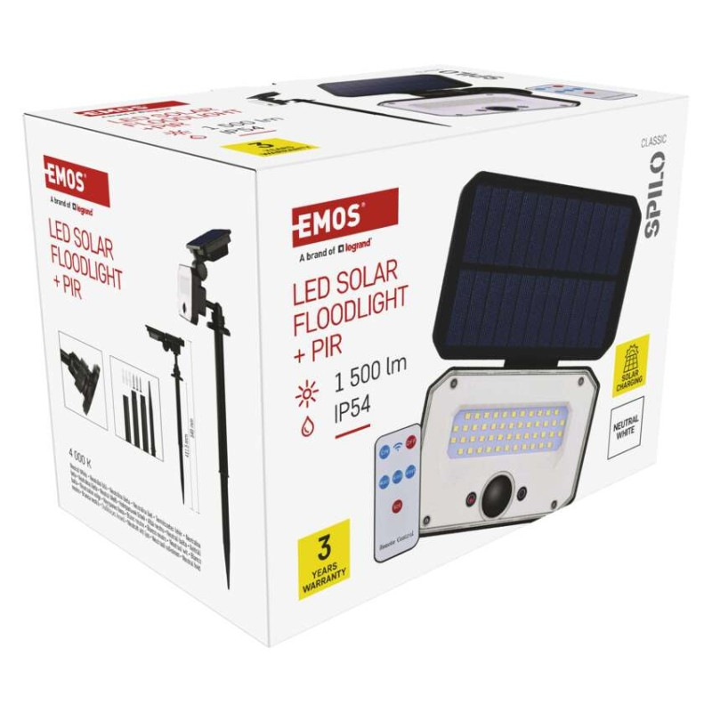 LED SOLAR REFLEKTOR SPILO 1500LM IP54 NW 10