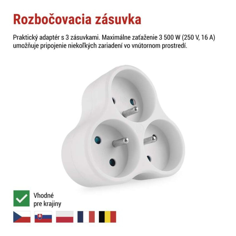 Zásuvka rozbočovacia 3x okrúhla biela P0026 EMOS 2