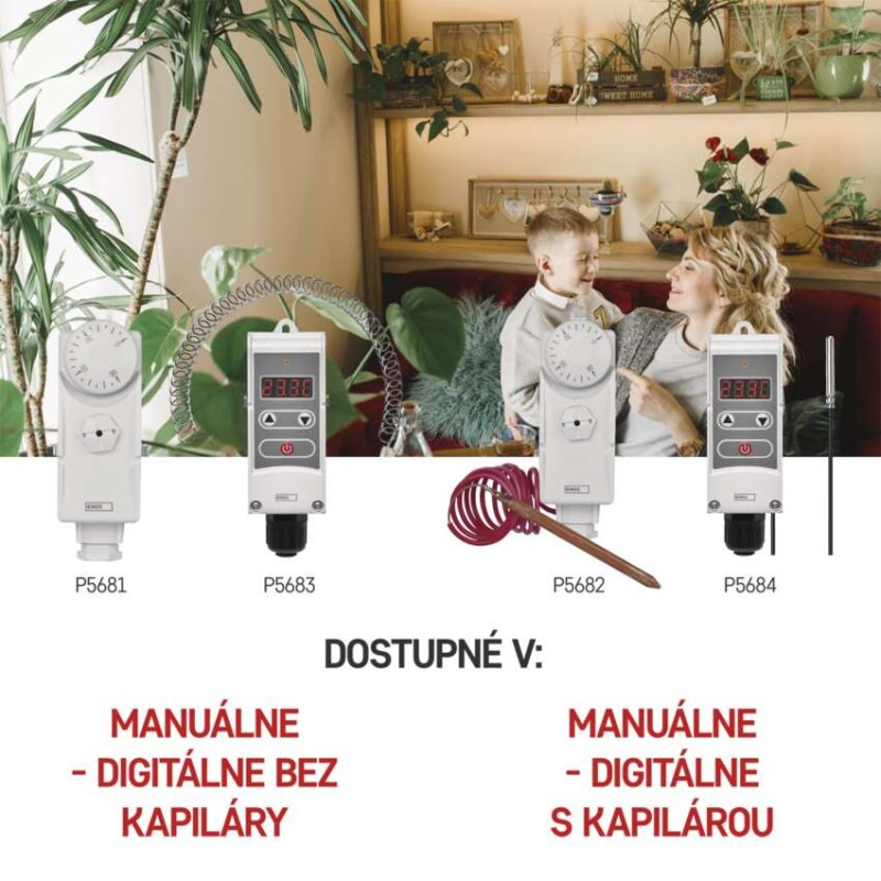 Termostat príložný P5683 manuálny 5-80*C pre teplotu vody EMOS 2