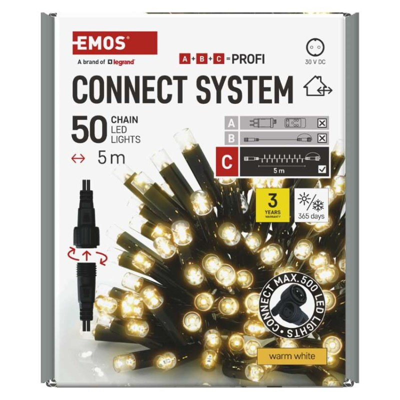 Spojovací řetěz 50LED 5M BLACK WW ZY2007 12
