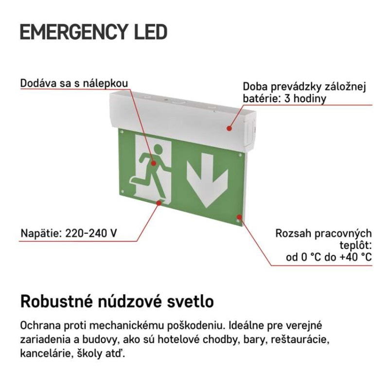 Núdzové svietidlo CESSI 3W 3hod. MT IP20 LED ZN1210 vysiace EMOS 1