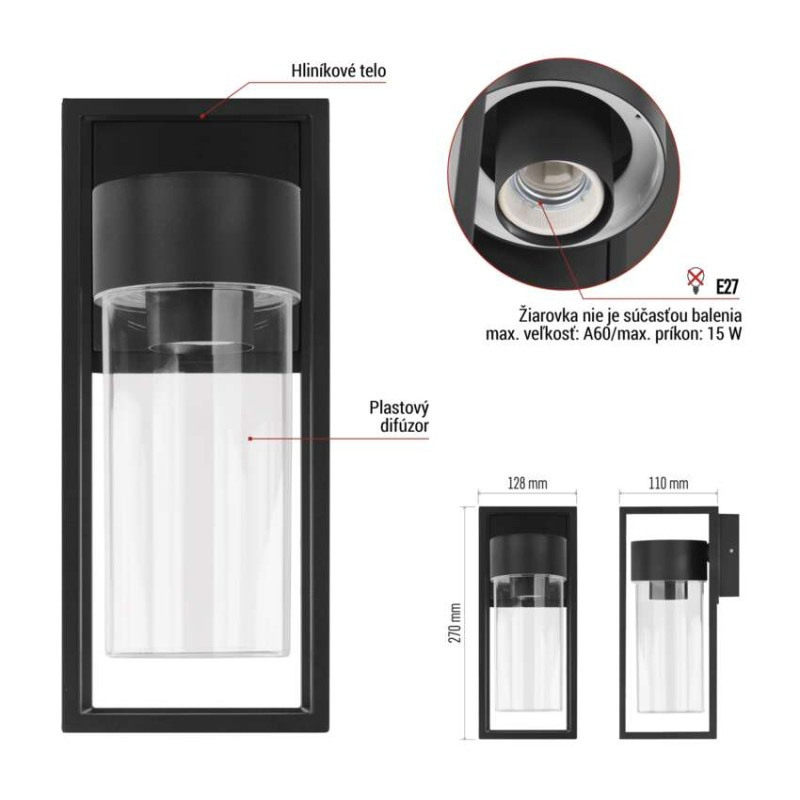 LED ZAHRADNÍ SVÍTIDLO,E27,IP44,MAX 15W,N 4