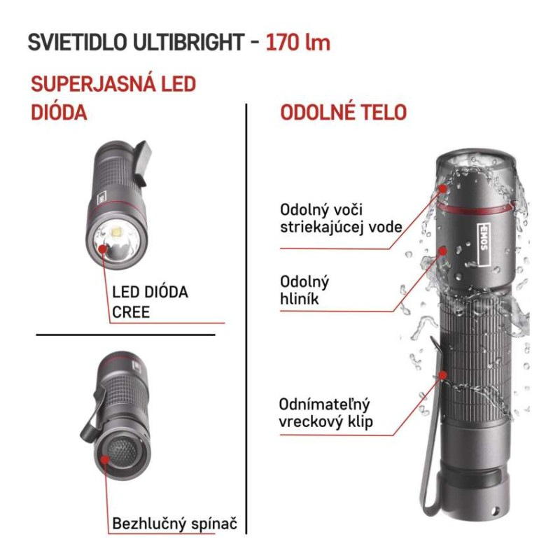 LED SVÍTILNA ULTIBRIGHT 60 170lm 1×AA 1