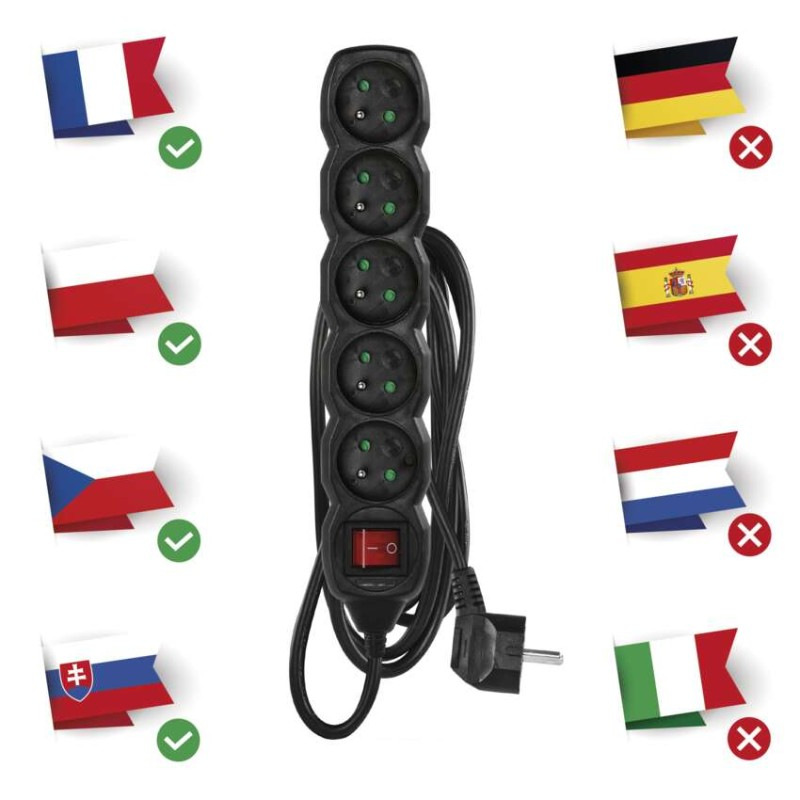 PRODLUŽKA 5Z 3M ČERNÁ S VYP. 3
