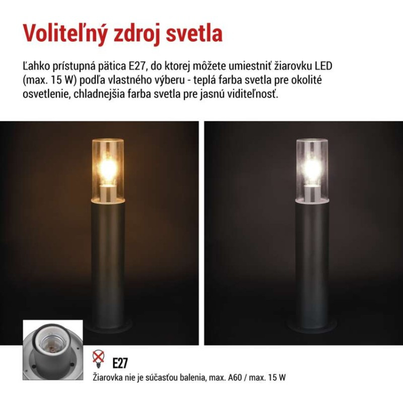 LED ZAHRADNÍ SVÍTIDLO,E27,IP44,MAX 15W,S 3