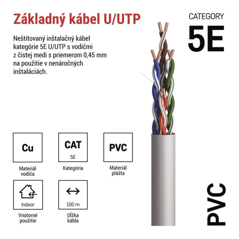 UTP KABEL CAT5E PVC BASIC 100M FOLIE 1