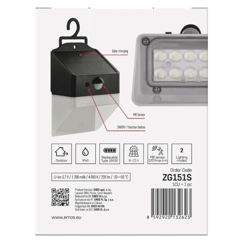 LED SOLAR SVITIDLO LUNIS 220LM IP65 NW 13