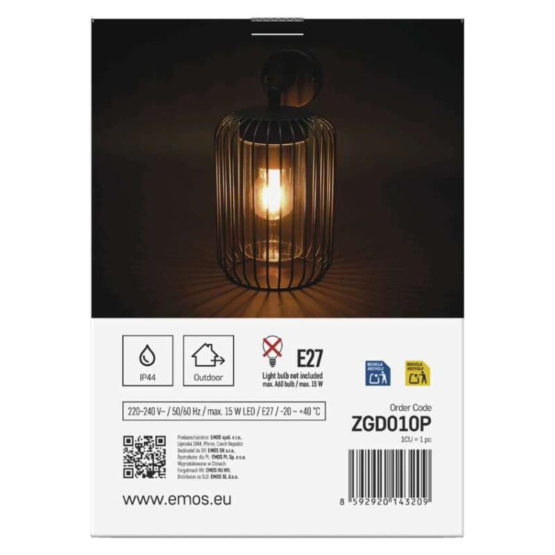 LED ZAHRADNÍ SVÍTIDLO,E27,IP44,MAX 15W,N 12
