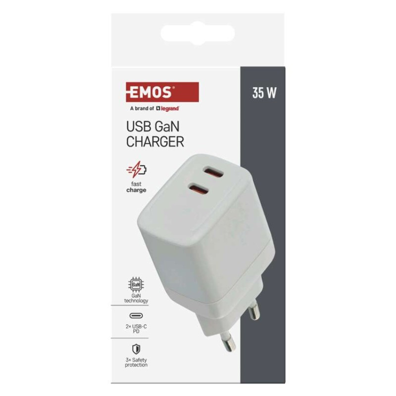 USB ADAPTÉR SÍŤ GAN PD 35W; 2C 7