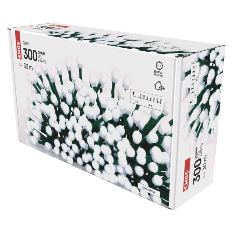 VIANOCE reťaz CHERRY 300LED 30M IP44 studená biela   D5AC04