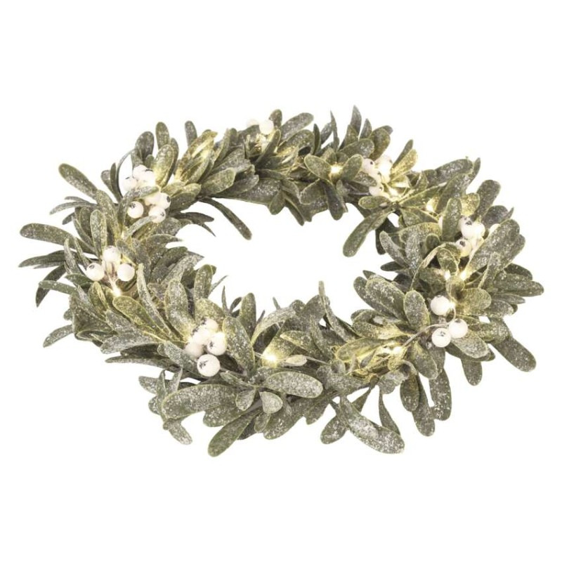 25LED MISTLETOE WREATH 3AA WW