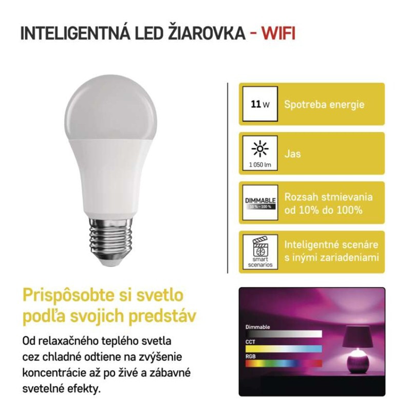 GOSMART LED A60 11W(75W) 1050lm E27 WIFI 2