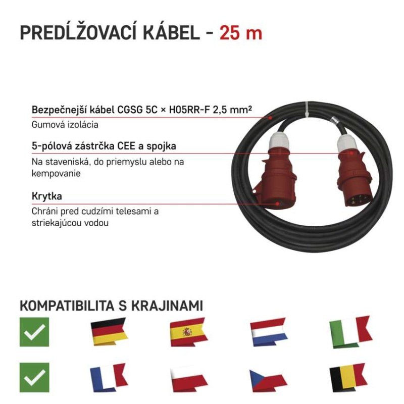 3. FÁZ.PRODL. 5X16A 25M 1