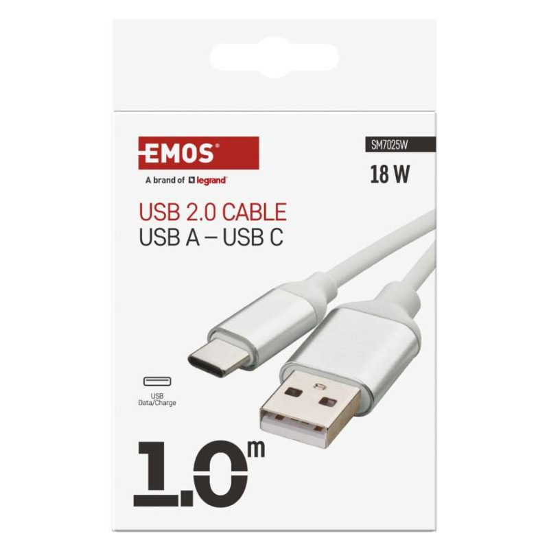 Kábel USB kábel 2.0 A/M - C/M 1m biely SM7025W EMOS 2