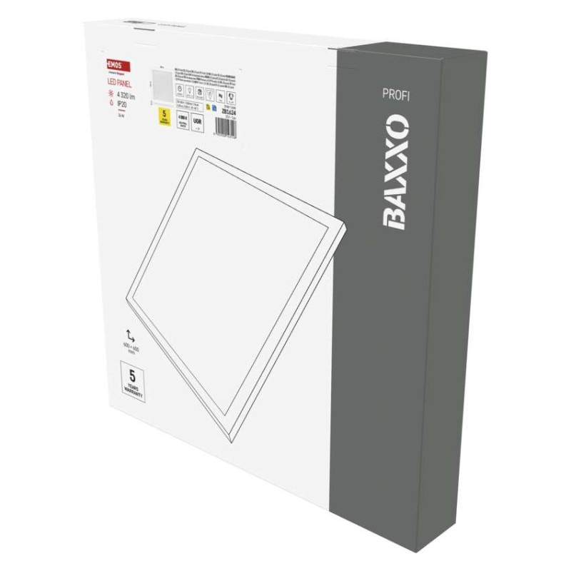 LED Panel 600x600mm 36W 4320lm IP20 NW EMOS