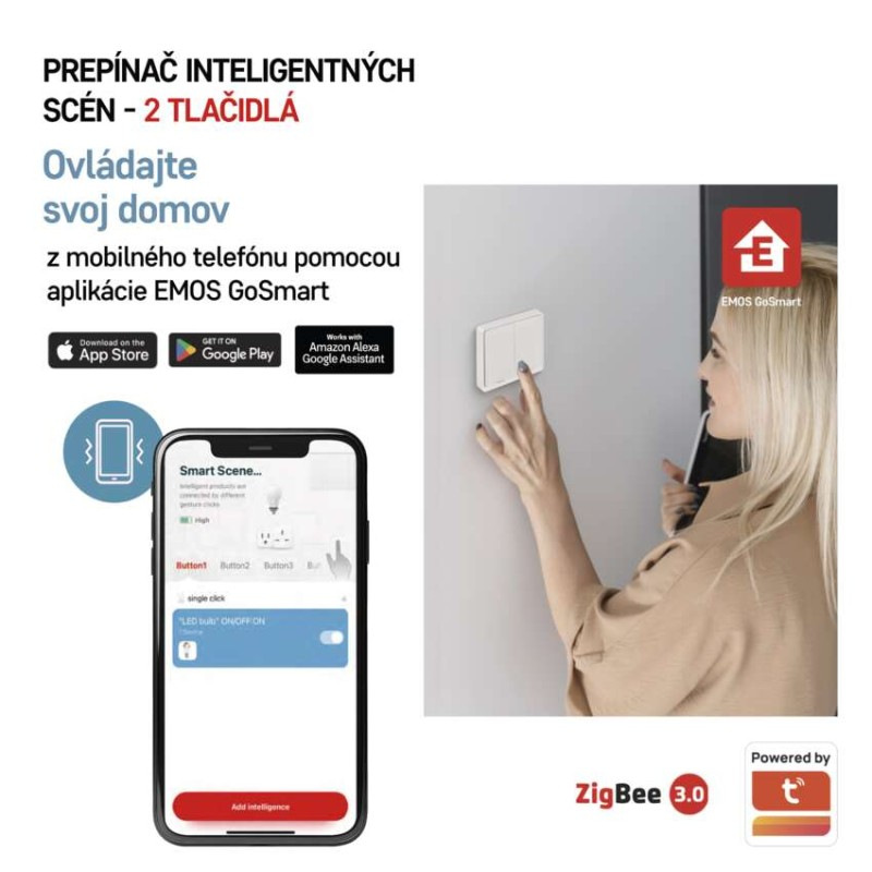 GOSMART SCÉNICKÝ VYPÍNAČ 2TL IP-2002ZW Z 1