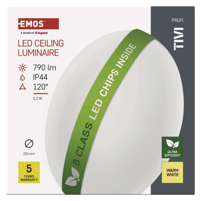 LED SVÍTIDLO TIVI PŘ.KR 5,2W 790LM IP44 9