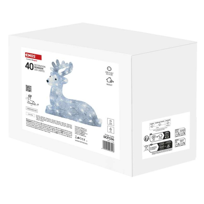 Vánoční jelínek, 27cm IP44 CW TIMER 1