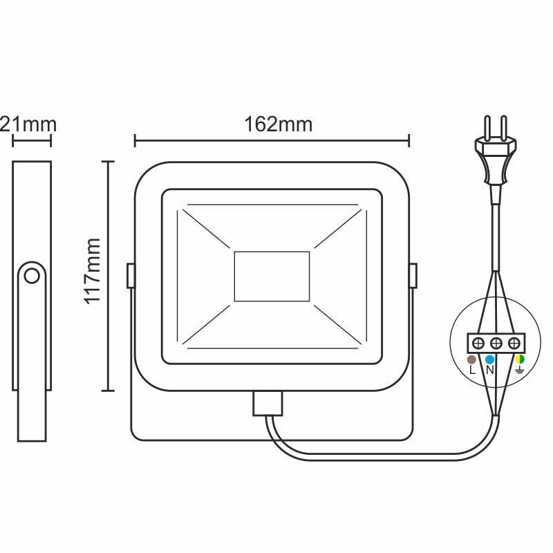 LED HQ reflektor 20W / 4000K / WH - LF2122 3