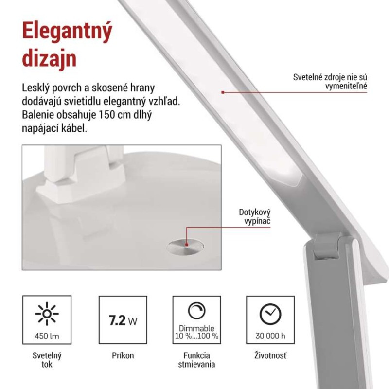 LED STOLNÍ LAMPA CHASE BÍLÁ 4
