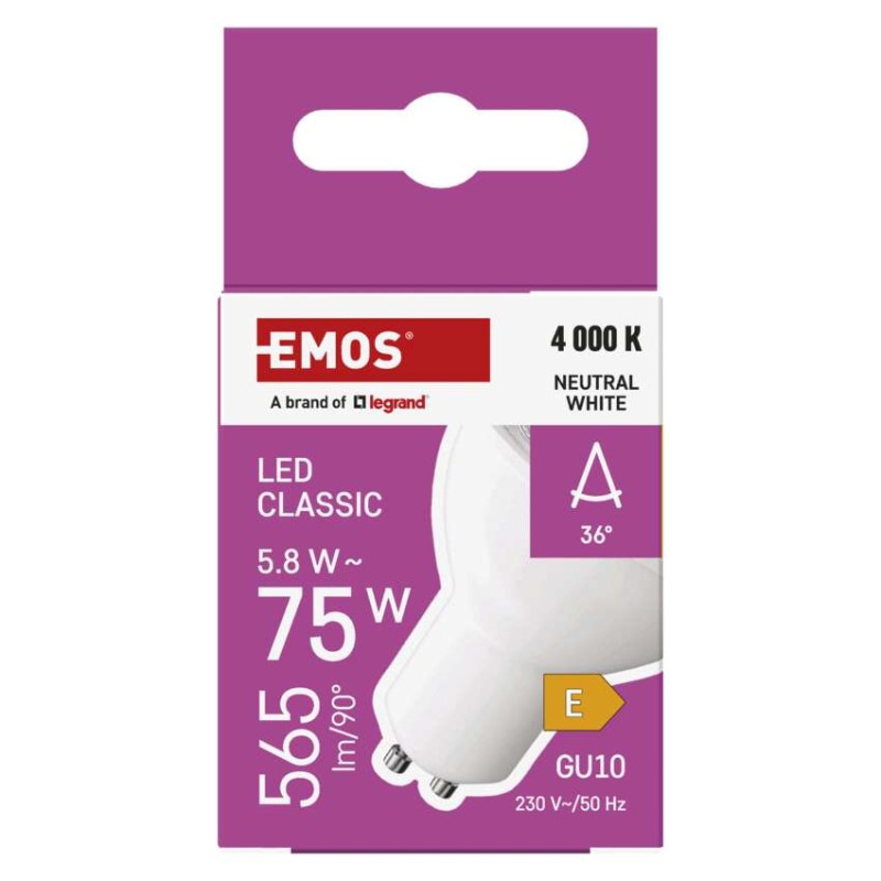LED žiarovka Classic MR16 / GU10 / 5,8 W (75 W) / 565 lm / Neutr 10